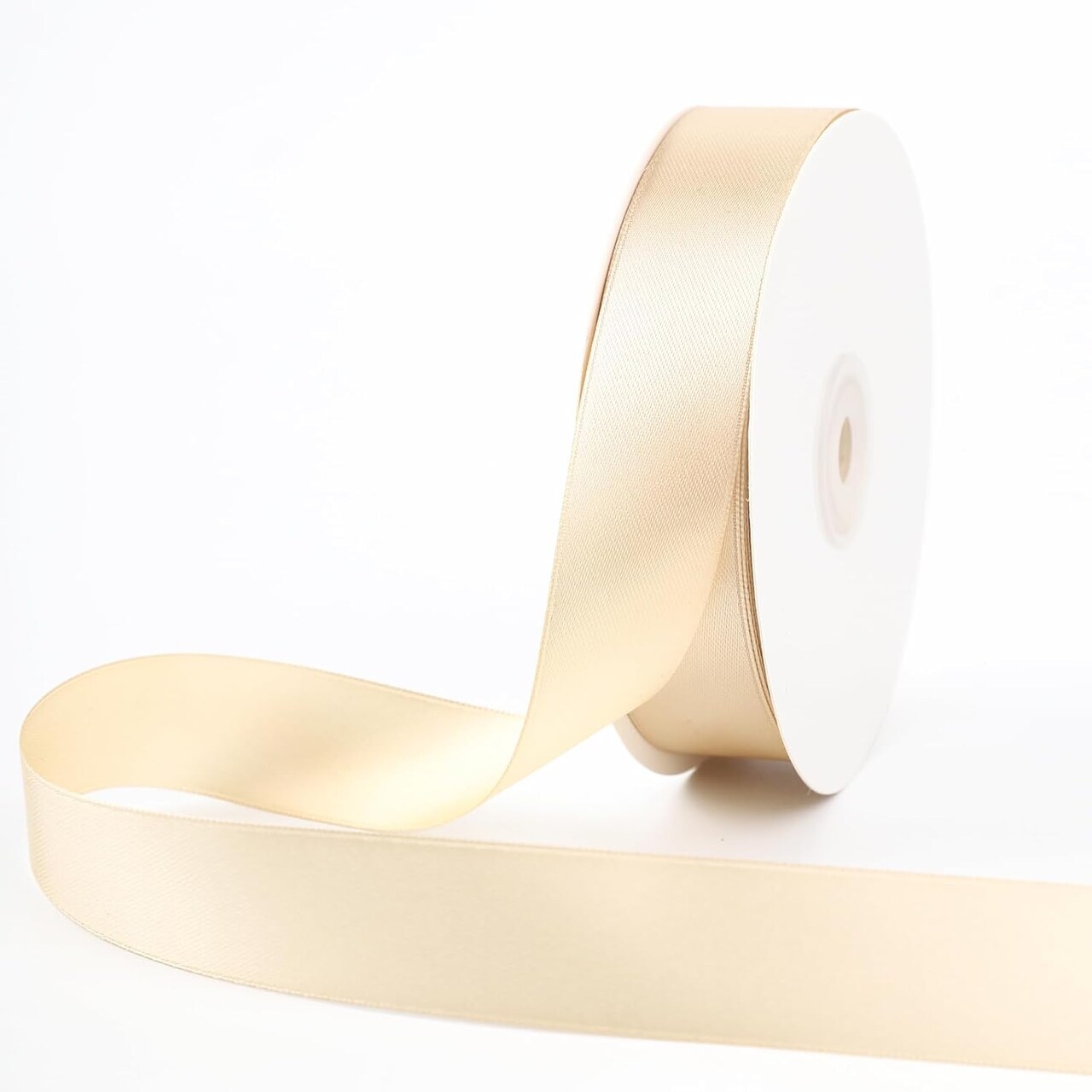 50 Yards 1-Inch Champagne Gold Satin Ribbon - Assorted Colors, Ideal for Gift Wrapping, Crafts & Party Decorations
